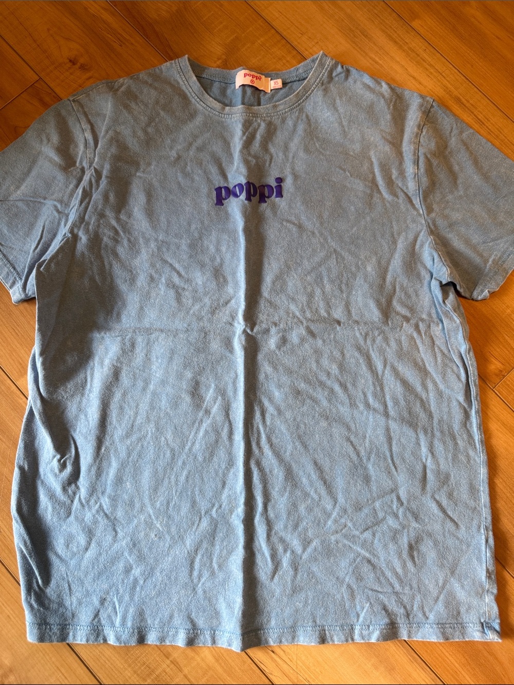 Target Light Blue Short Sleeve Tee with Purple 'poppi' Logo